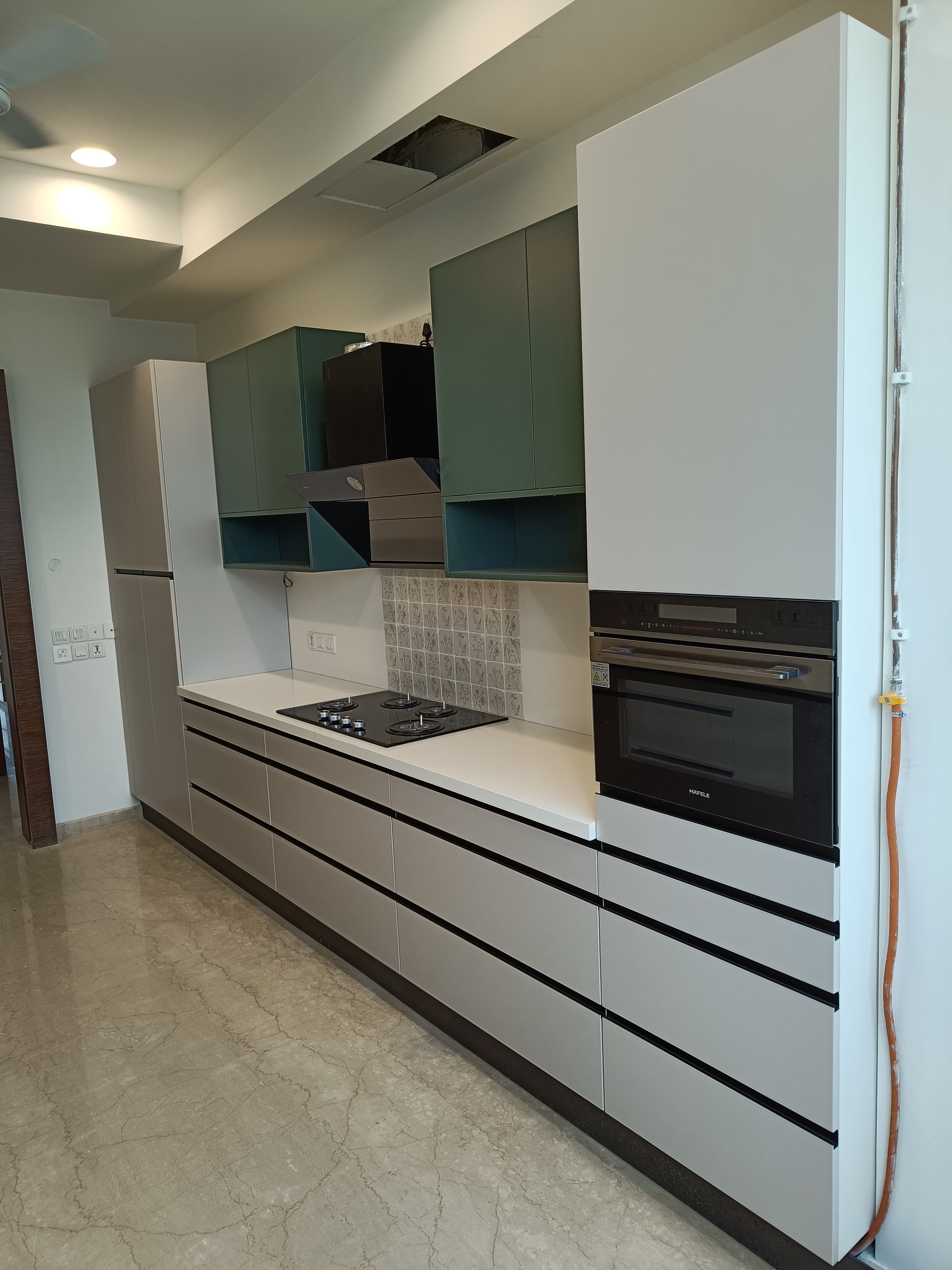 Straight modular kitchen layout