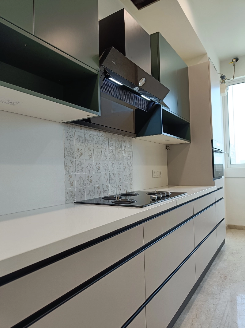 Straight modular kitchen layout